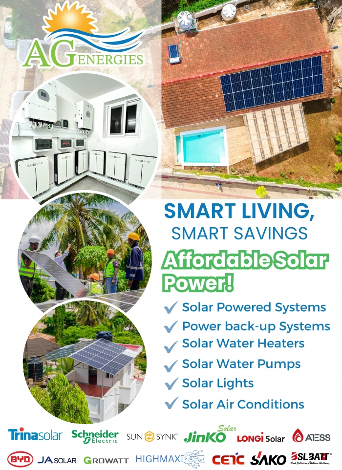 AG Energies in Dar es Salaam – Solar Energy – Solar Powered Solutions – Batteries – Inverters – Solar Appliances -Tanzania – WhizzTanzania